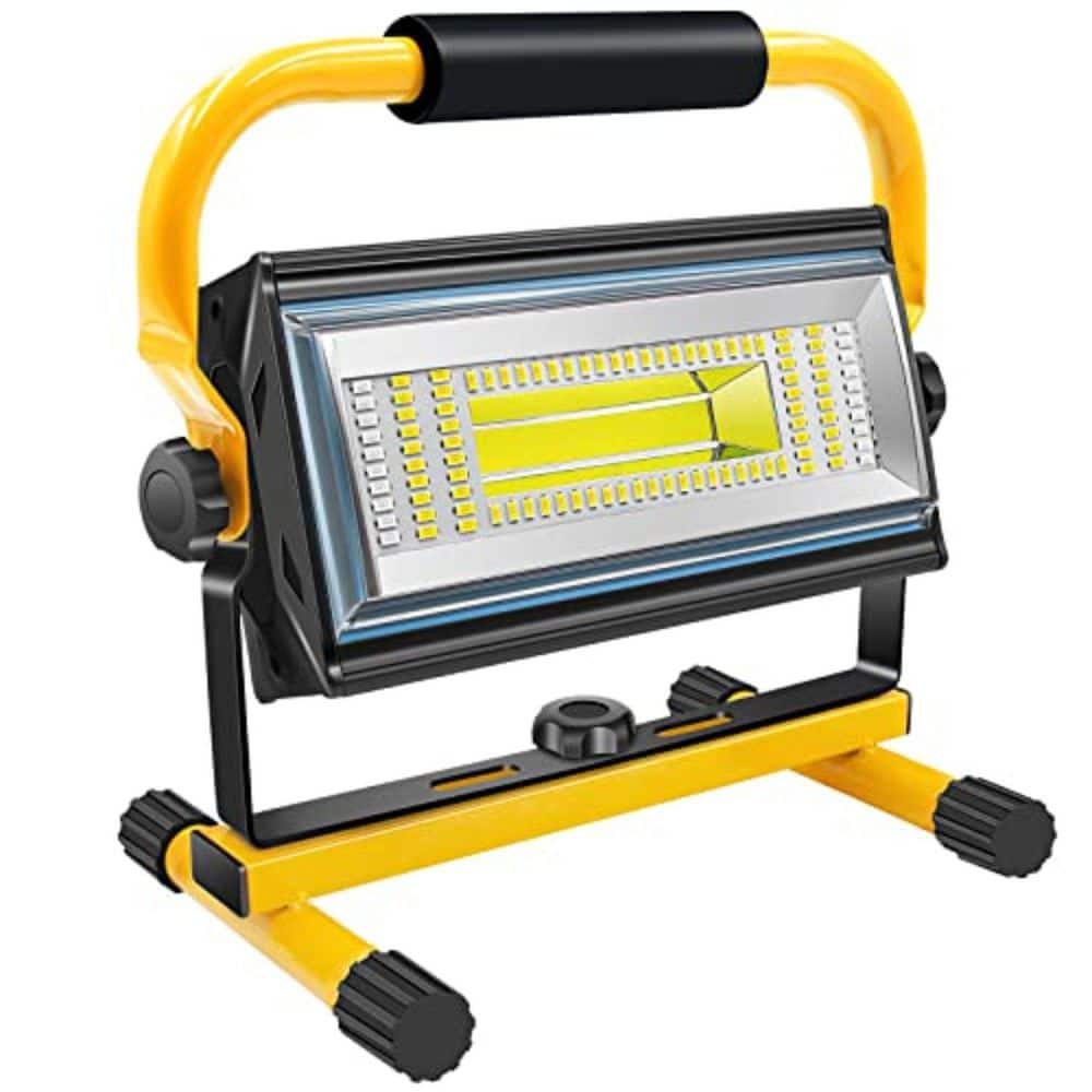 BeamBox 100-Watt Rechargeable 5-Volt 7000 Lumen COB LED Portable Work Light with Stand Adjustable Dimmable Flood Light (1)