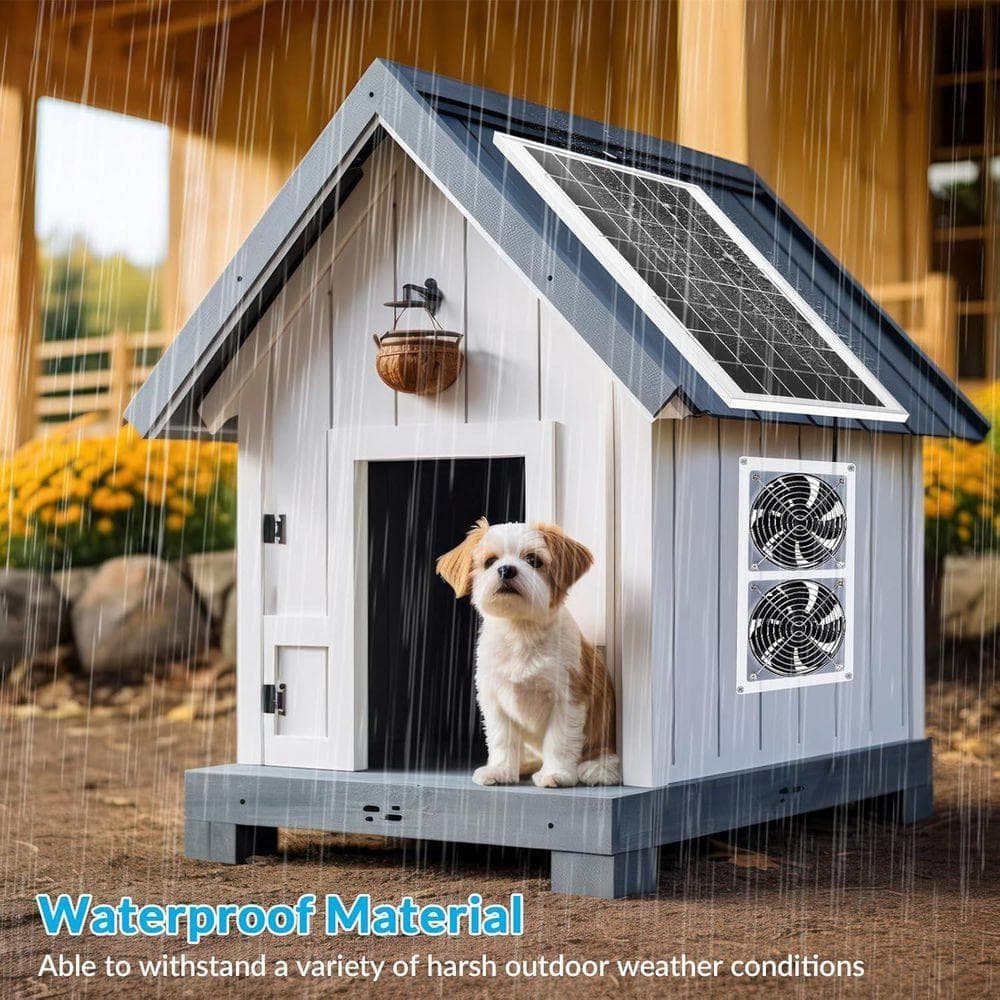 KIWDZFU 2 Set Solar Fan for Greenhouse, 10W Solar Panel Fan Kit with Bracket, Waterproof Solar Exhaust Fan (2)