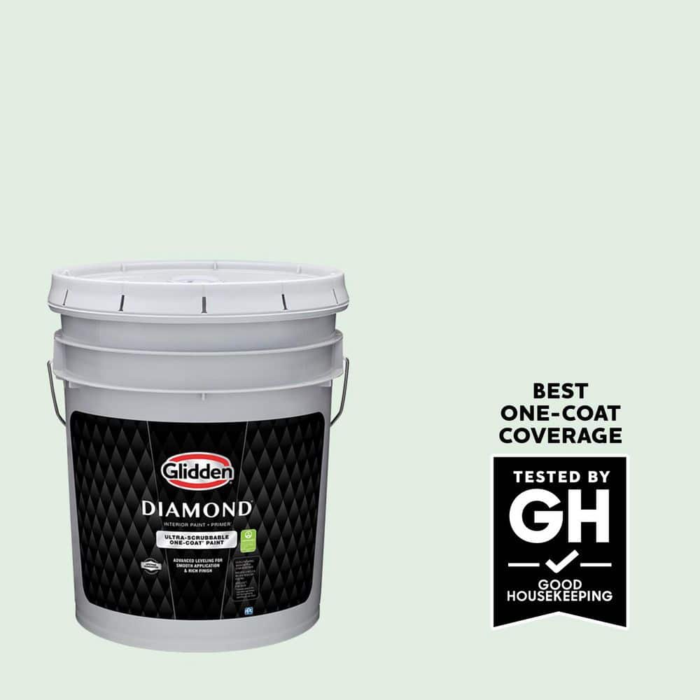 Glidden Diamond 5 gal. PPG1131-1 Green Whisper Satin Interior Paint with Primer