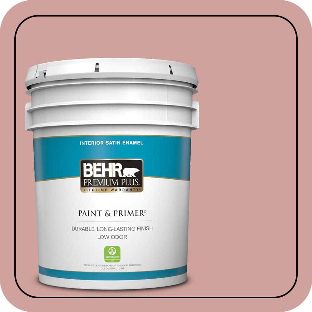 BEHR PREMIUM PLUS 5 gal. #S150-3 Rose Pottery Satin Enamel Low Odor Interior Paint & Primer