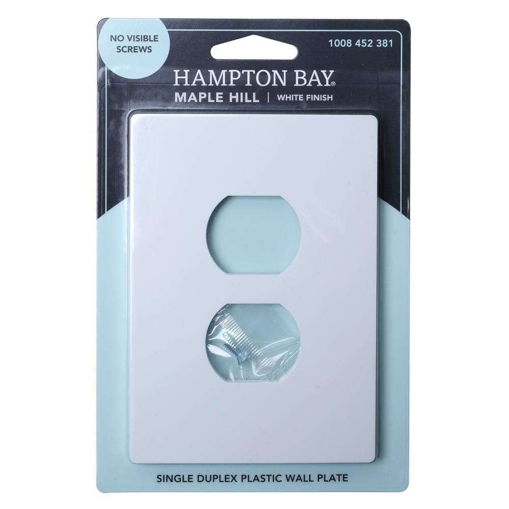 Hampton Bay 1-Gang White Duplex Outlet Plastic Wall Plate (2)