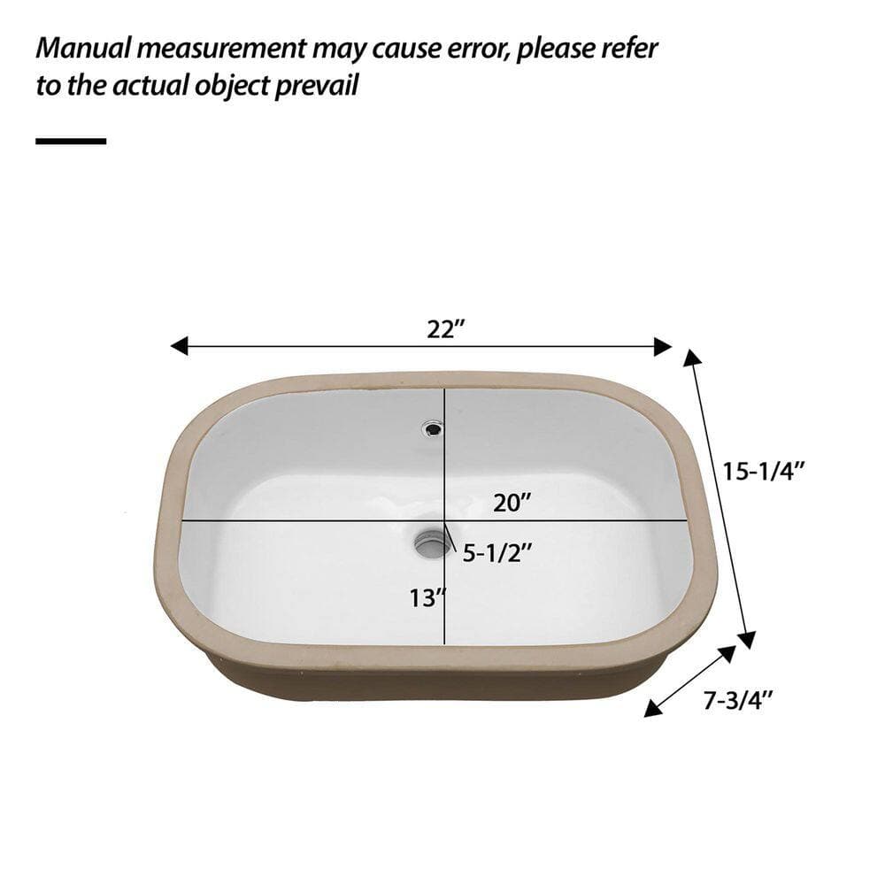Dueyeeri 22 in. x 15.25 in. Undermount Bathroom Sink in White Ceramic with Overflow (2)