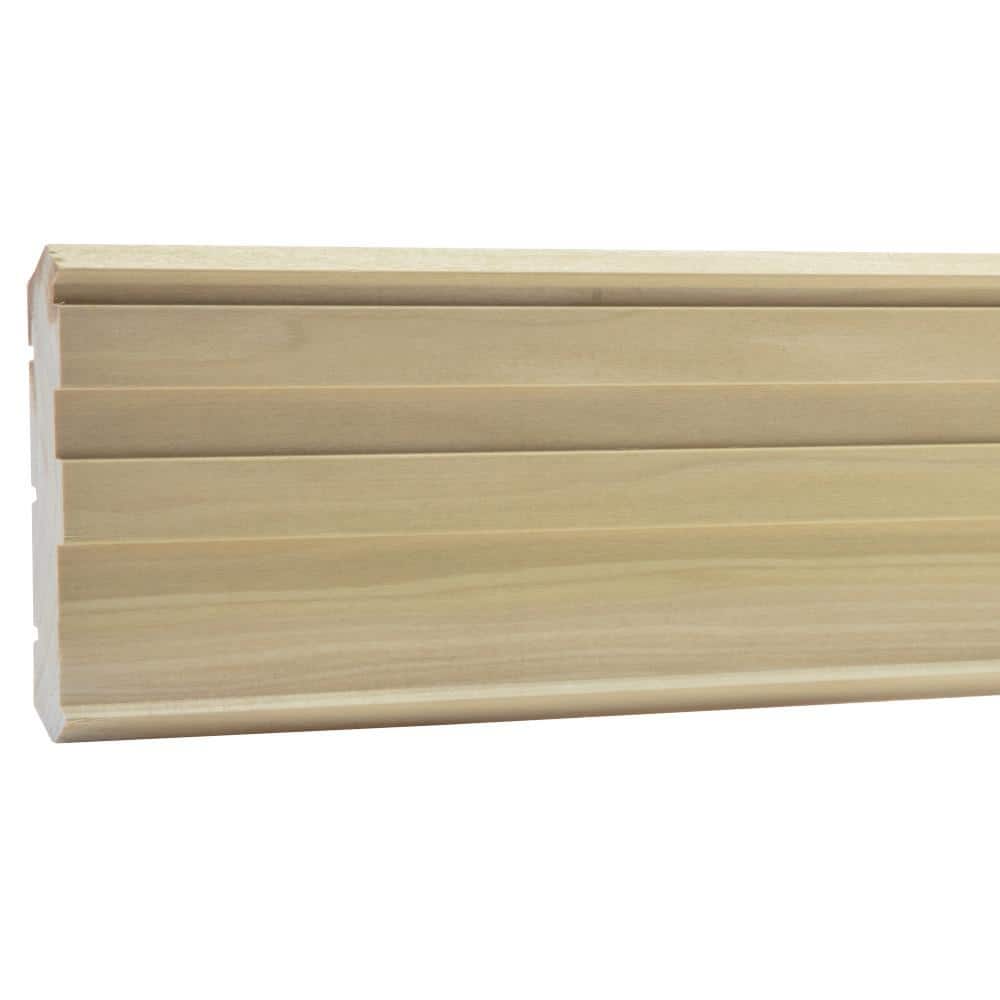 Ornamental Mouldings .625 in. D x 4.5 in. W x 92 in. L Unfinished Poplar Wood Beckett Crown Moulding (1)