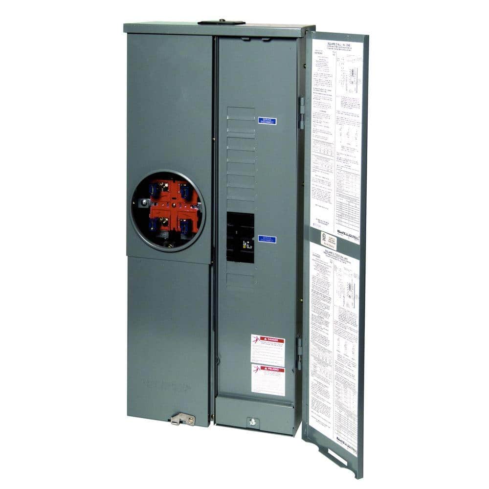Square D Homeline 200 Amp 8-Space 16-Circuit Outdoor Ring-Type Overhead/Underground Surface Main Breaker CSED, Dual Disconnect