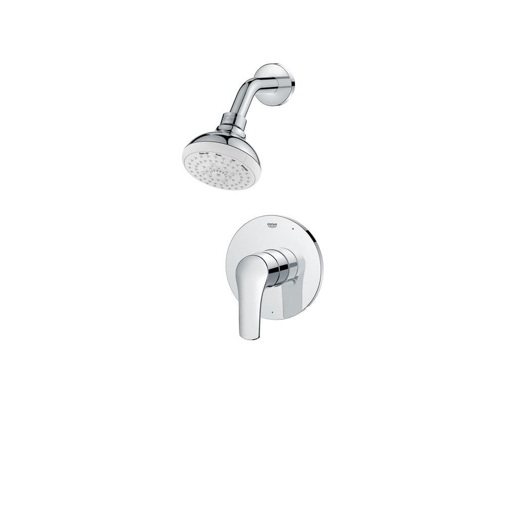 GROHE EuroSmart 1-Handle Wall Mount Shower Trim Kit in StarLight Chrome with Shower Arm - 1.75 GPM (Valve Not Included) (2)