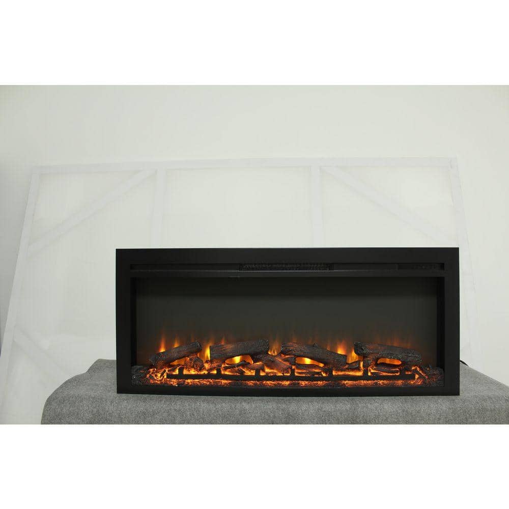 Jushua 44 in. Wall Recessed Electric Fireplace Inserts with Remote Control, Imitation Flame, LED Light Heater (2)