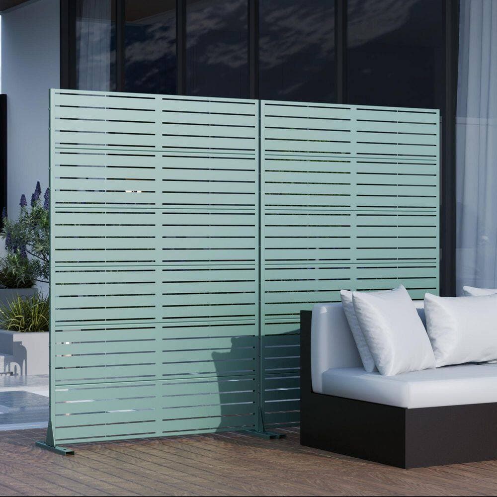 Lumioca 47 in. W 71 in. H Classic Blinds Rectangle Galvanized Sheet Outdoor Private Screen Decorative Art Panel (4)