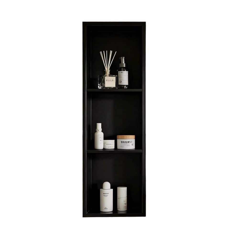 Boosicavelly 11.8 in. W x 44.1 in. H x 4 in. D Shower Niche 3-Tier Shelf in Matte Black (1)