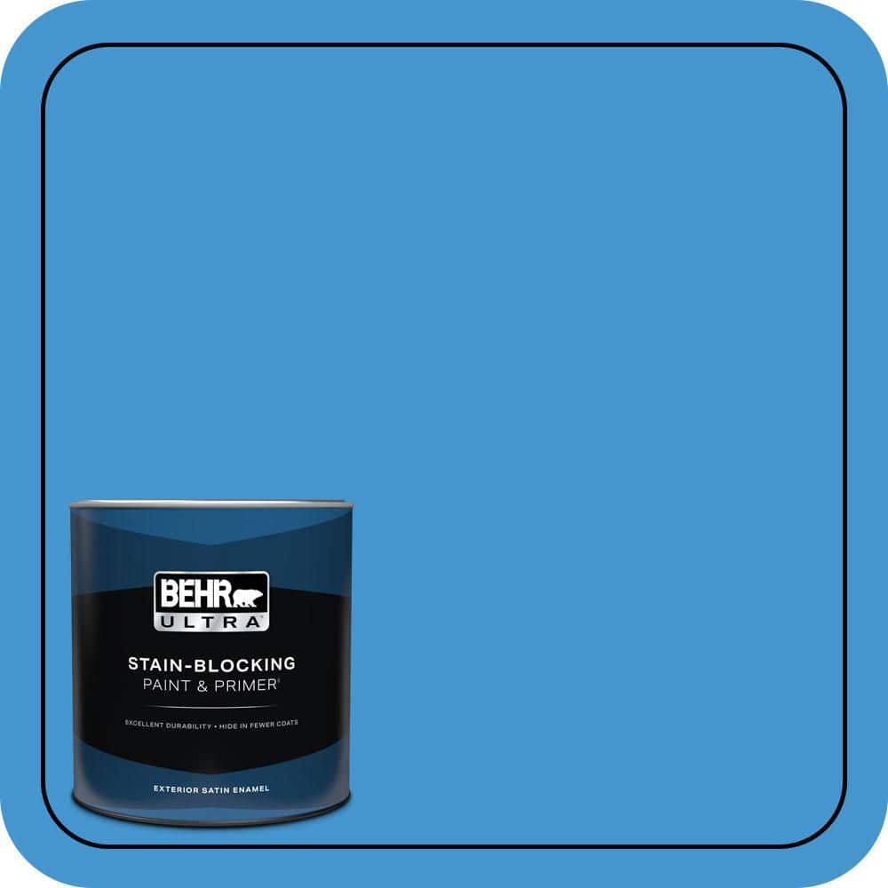 BEHR ULTRA 1 qt. #P510-5 Perfect Sky Satin Enamel Exterior Paint & Primer
