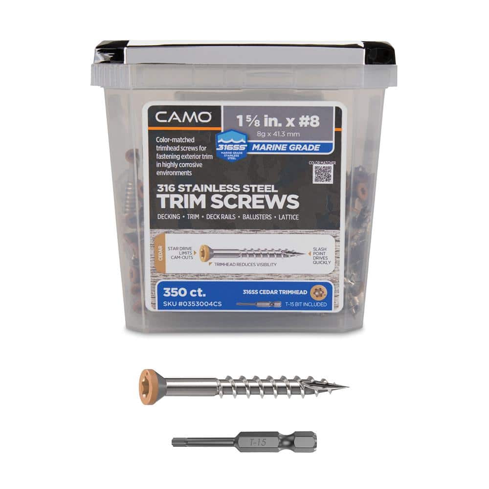 CAMO 1-5/8 in. #8 316 Stainless Steel Cedar Premium Star Drive Trim Screws (350-Count) (1)