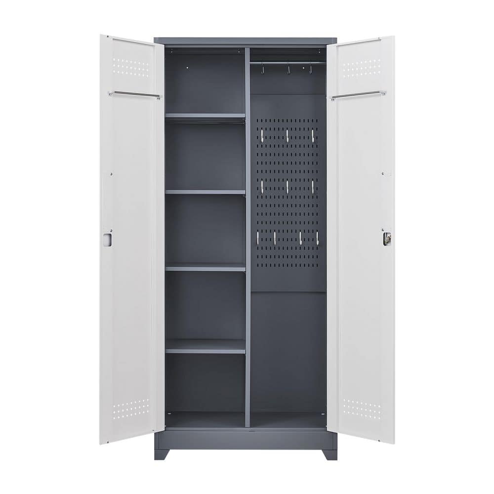 Flynama 15.75 in. W x 72.83 in. D x 31.50 in. H Gray and White Linen Cabinet,Metal Cabinet with Locking Doors (2)