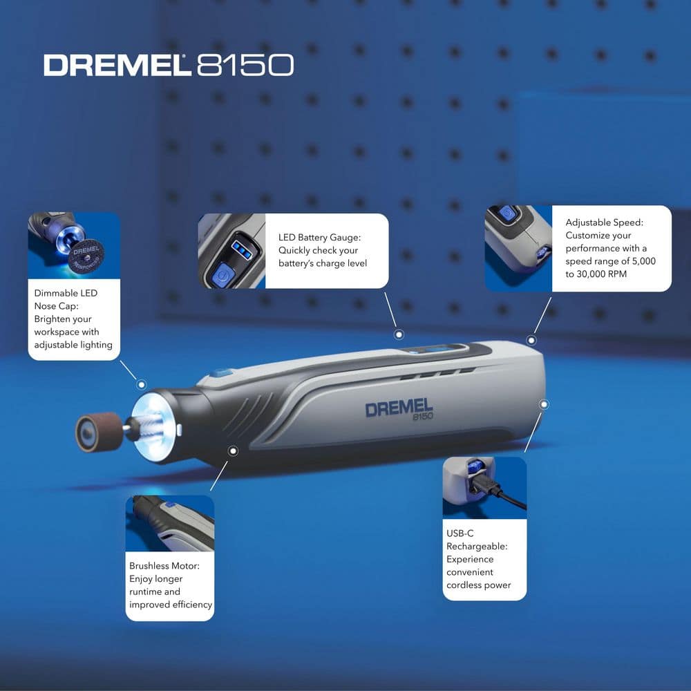 Dremel 8150 8V Cordless Rotary Tool Kit with Brushless Motor and LED Work Light - Includes 20-Accessories (2)
