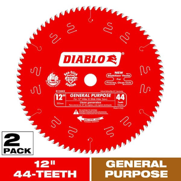 DIABLO 12 in. x 44-Tooth General Purpose Circular Saw Blade Value Pack (2-Pack)