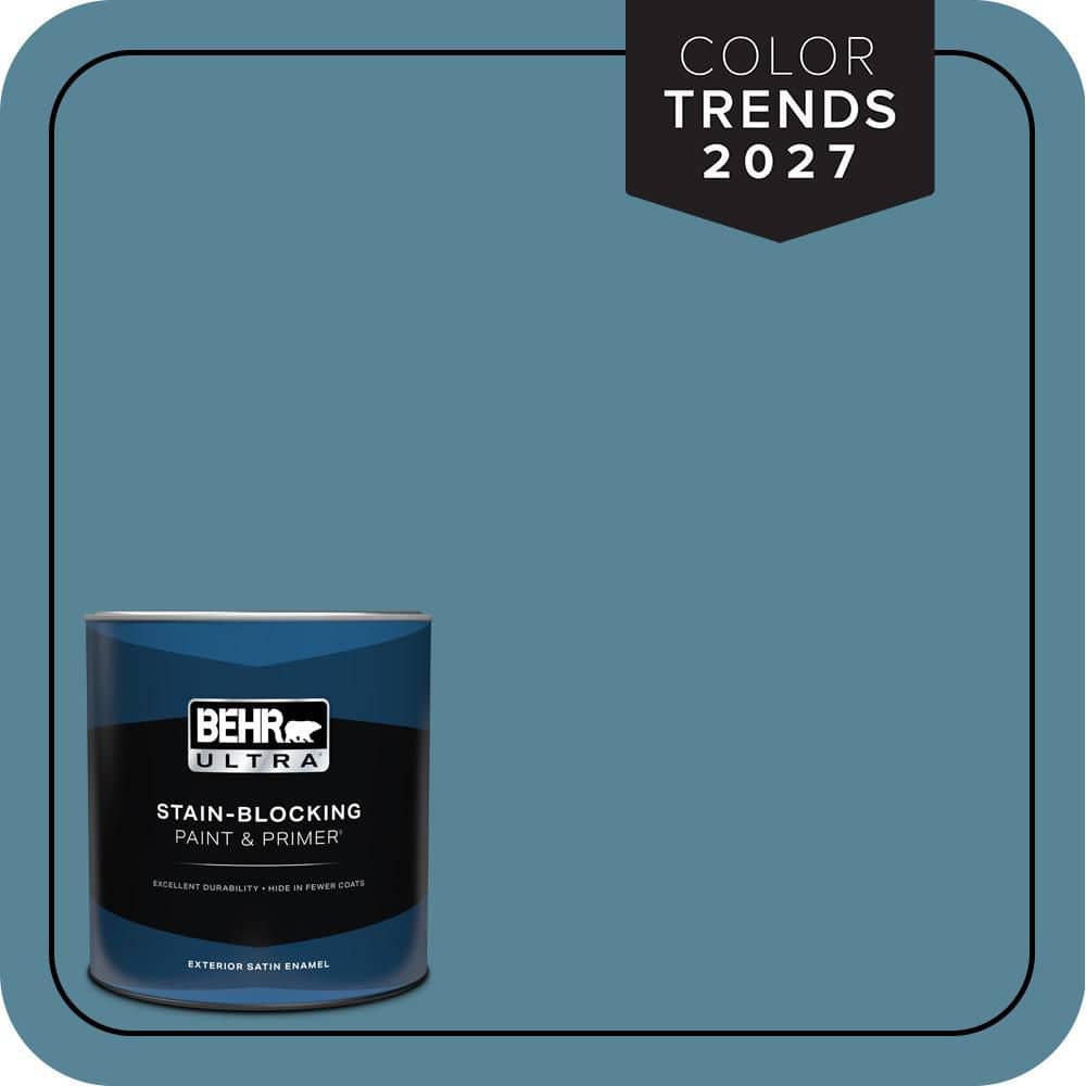 BEHR ULTRA 1 qt. #S480-5 Blue Moon Bay Satin Enamel Exterior Paint & Primer