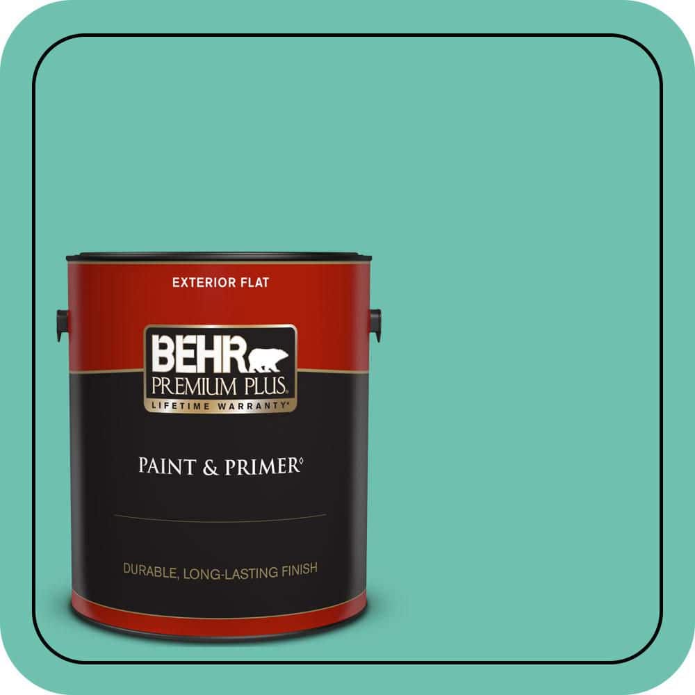 BEHR PREMIUM PLUS 1 gal. #P440-4 March Aquamarine Flat Exterior Paint & Primer