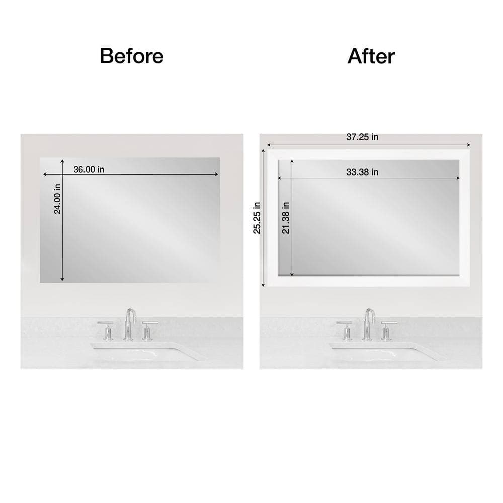 Amanti Art Mirror Makeover Cabinet White Narrow 25.25 in. W x 37.25 in. H Bathroom Mirror Frame Border Kit-Fits a 24 x 36 Mirror (2)