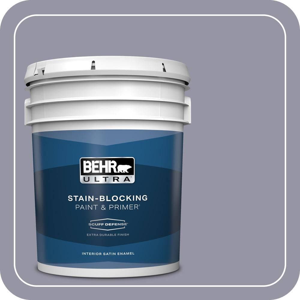 BEHR ULTRA 5 gal. #640F-5 Ash Violet Extra Durable Satin Enamel Interior Paint & Primer