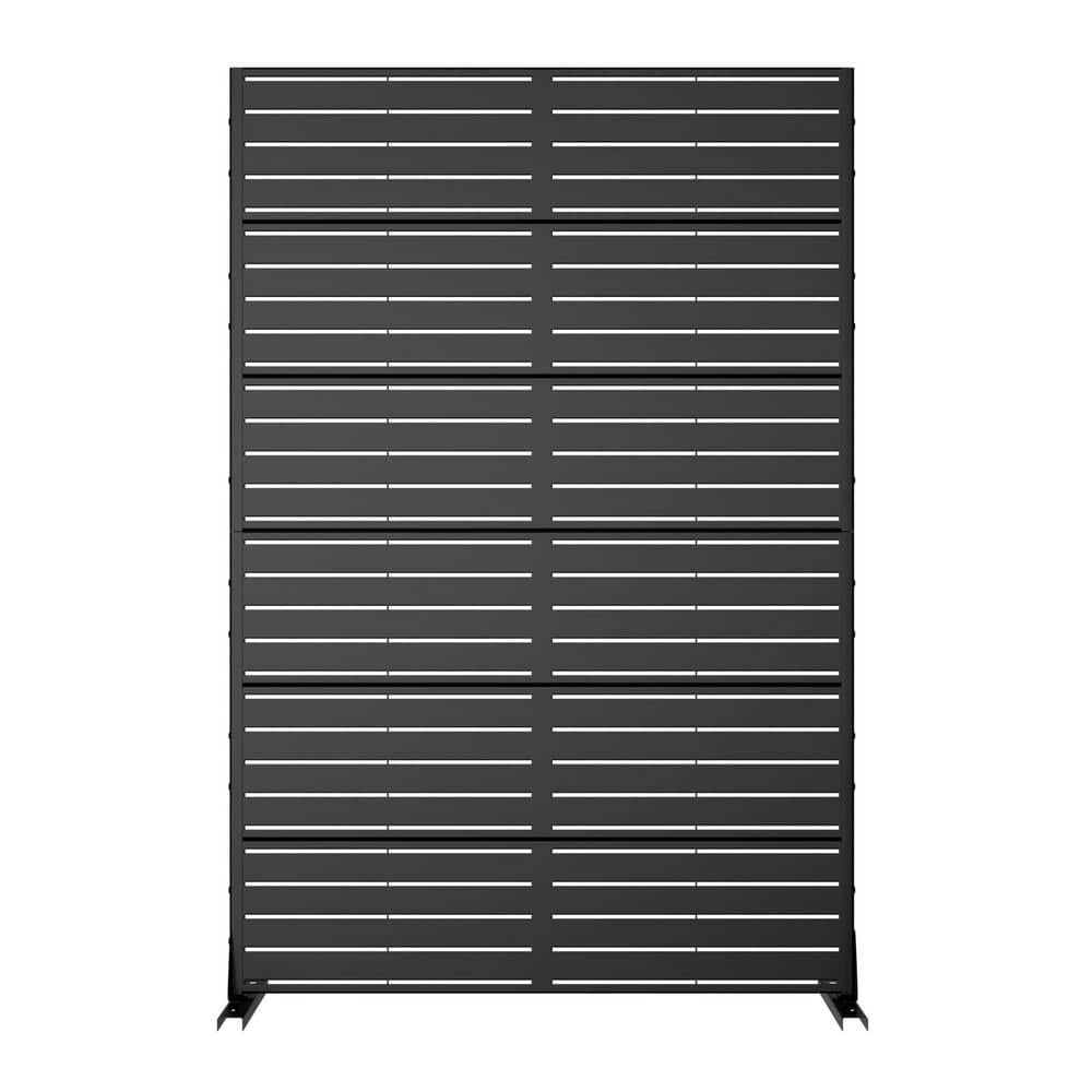 Lumioca 46.8 in. W x 71.37 in. H Louvered Classic Black Galvanized Screen Decorative Art Panel (1)