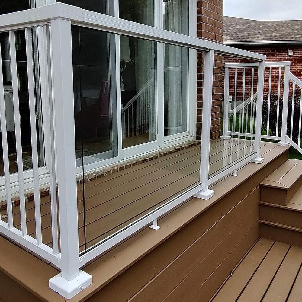 PEAK Aluminum Railing 36-5/16 in. H x 33 in. W Aluminum Deck Railing Tempered Glass Panel for 42 in. High System Clear