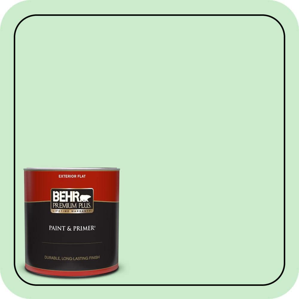 BEHR PREMIUM PLUS 1 qt. #P390-2 Chilled Mint Flat Exterior Paint & Primer