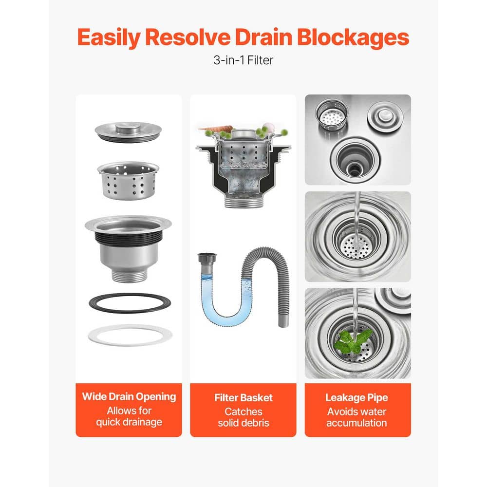 SKYSHALO 9 Gal. Floor Mount Mop Sink, 22.05 in. D x 18.97 in. W, Stainless Steel with Wall Mount Bracket & 3-in-1 Filter (2)