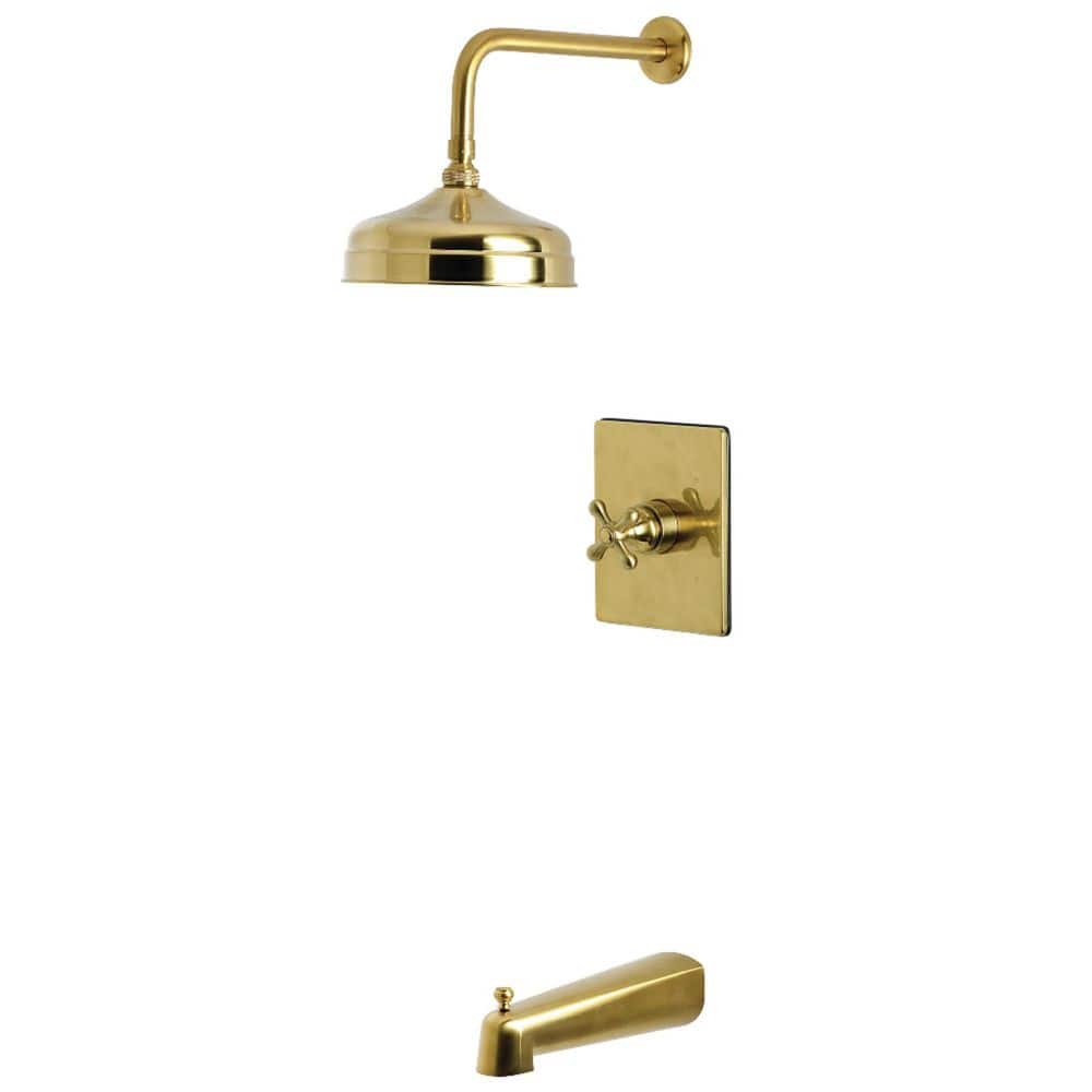 Kingston Brass Revival 1-Handle 1-Spray Tub and Shower Faucet 1.8 GPM in Brushed Brass (1)