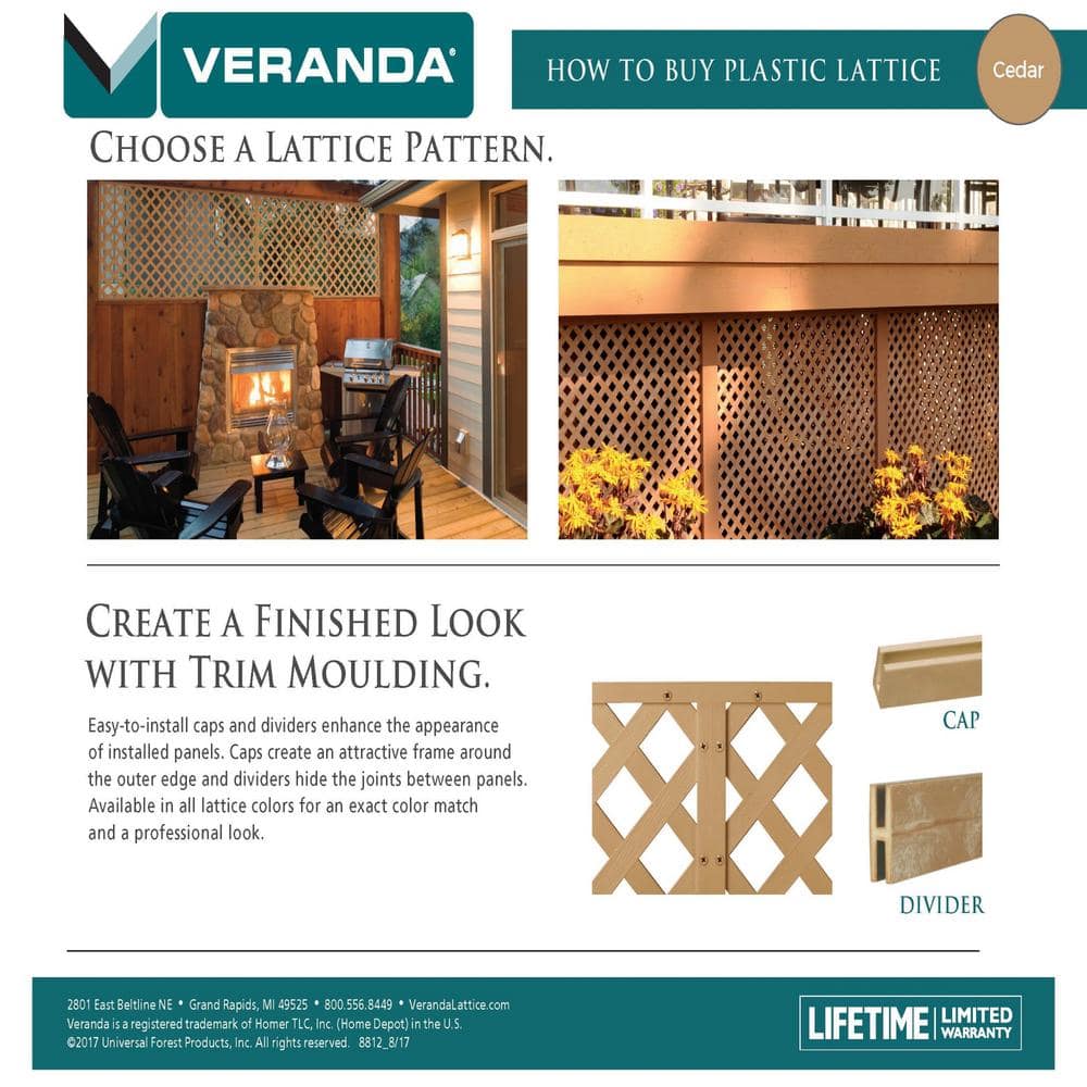Veranda 4 ft. x 8 ft. Sierra Cedar Privacy Vinyl Lattice Panel (3)