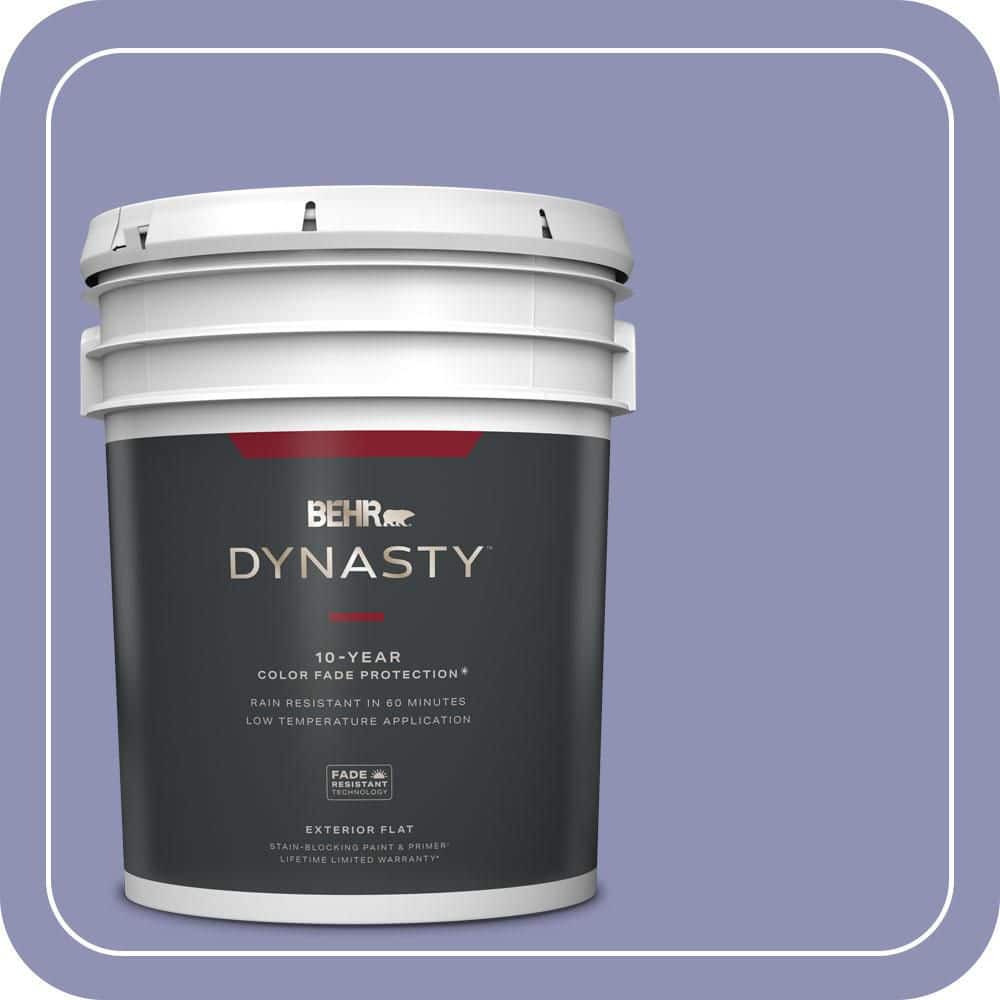 BEHR DYNASTY 5 gal. #630D-5 Wild Wisteria Flat Exterior Stain-Blocking Paint & Primer