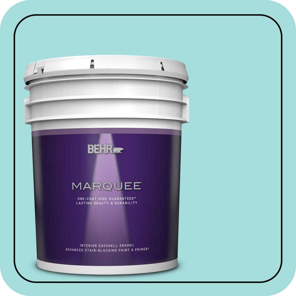 BEHR MARQUEE 5 gal. #500A-3 Aqua Spray Eggshell Enamel Interior Paint & Primer