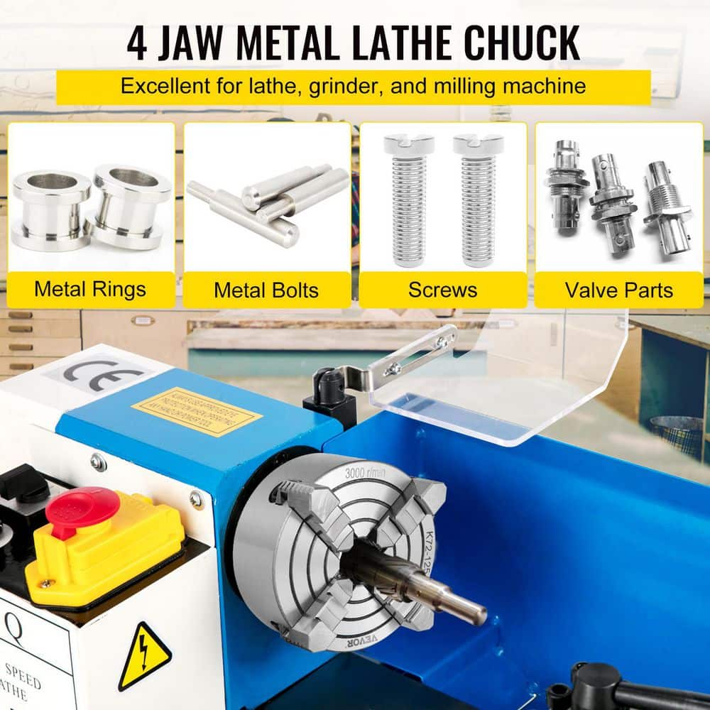 VEVOR K72 125 Lathe Chuck 5in. 4 Jaw Independent Chuck Reversible Jaws Cast Iron 0.276-2.244in. Internal 1.89-4.92in. External (2)