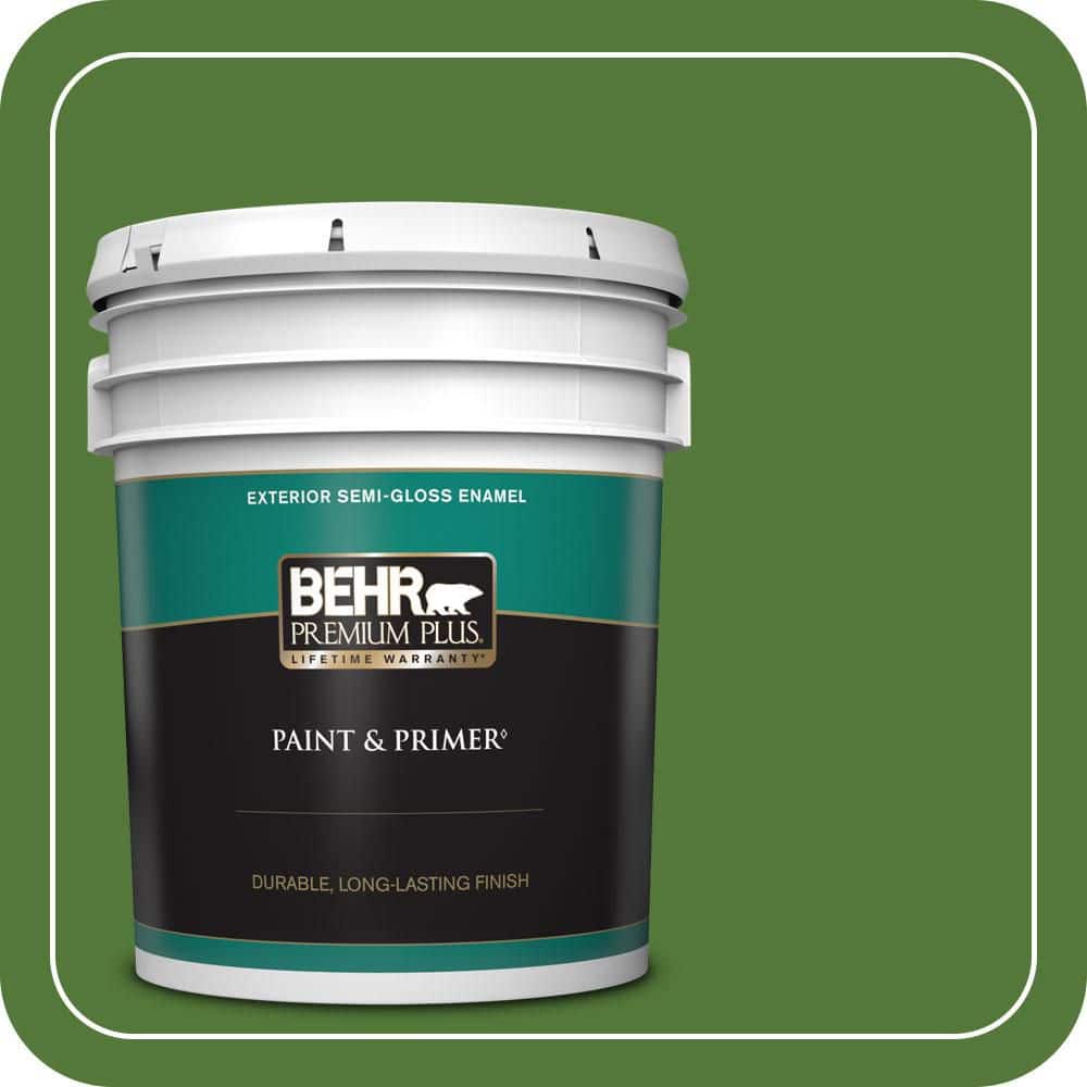 BEHR PREMIUM PLUS 5 gal. #P380-7 Luck of the Irish Semi-Gloss Enamel Exterior Paint & Primer