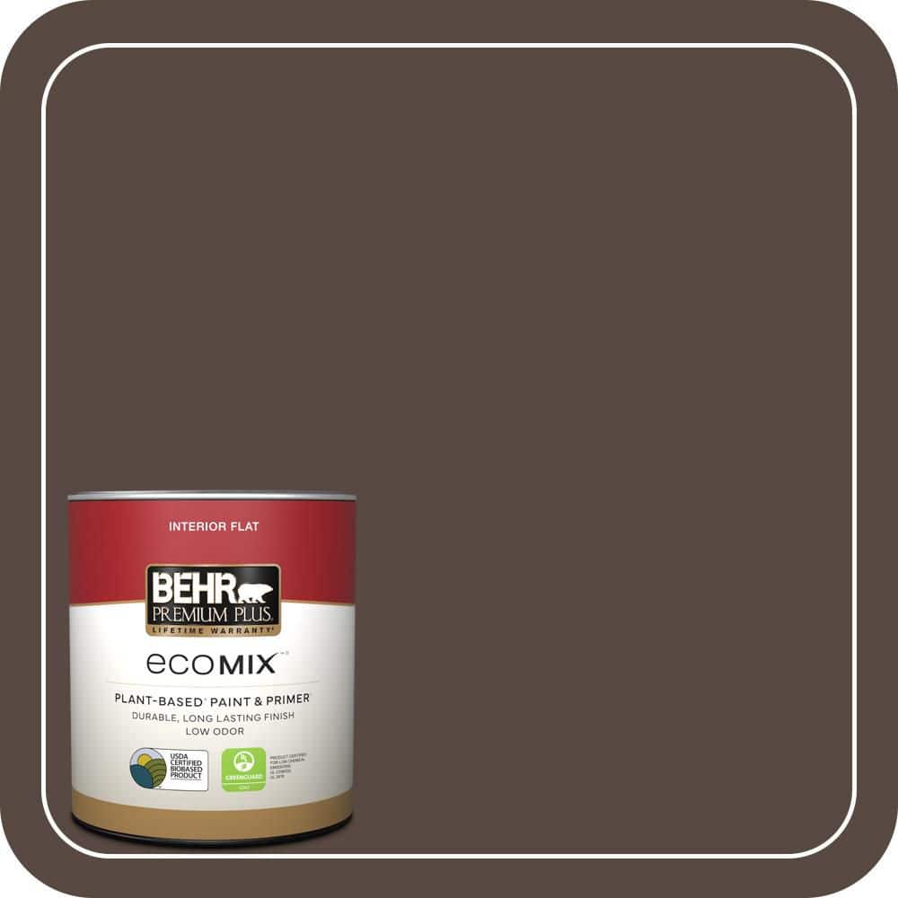 BEHR PREMIUM PLUS 1 qt. #780B-7 Bison Brown Flat EcoMix Plant-Based Interior Paint & Primer (1)