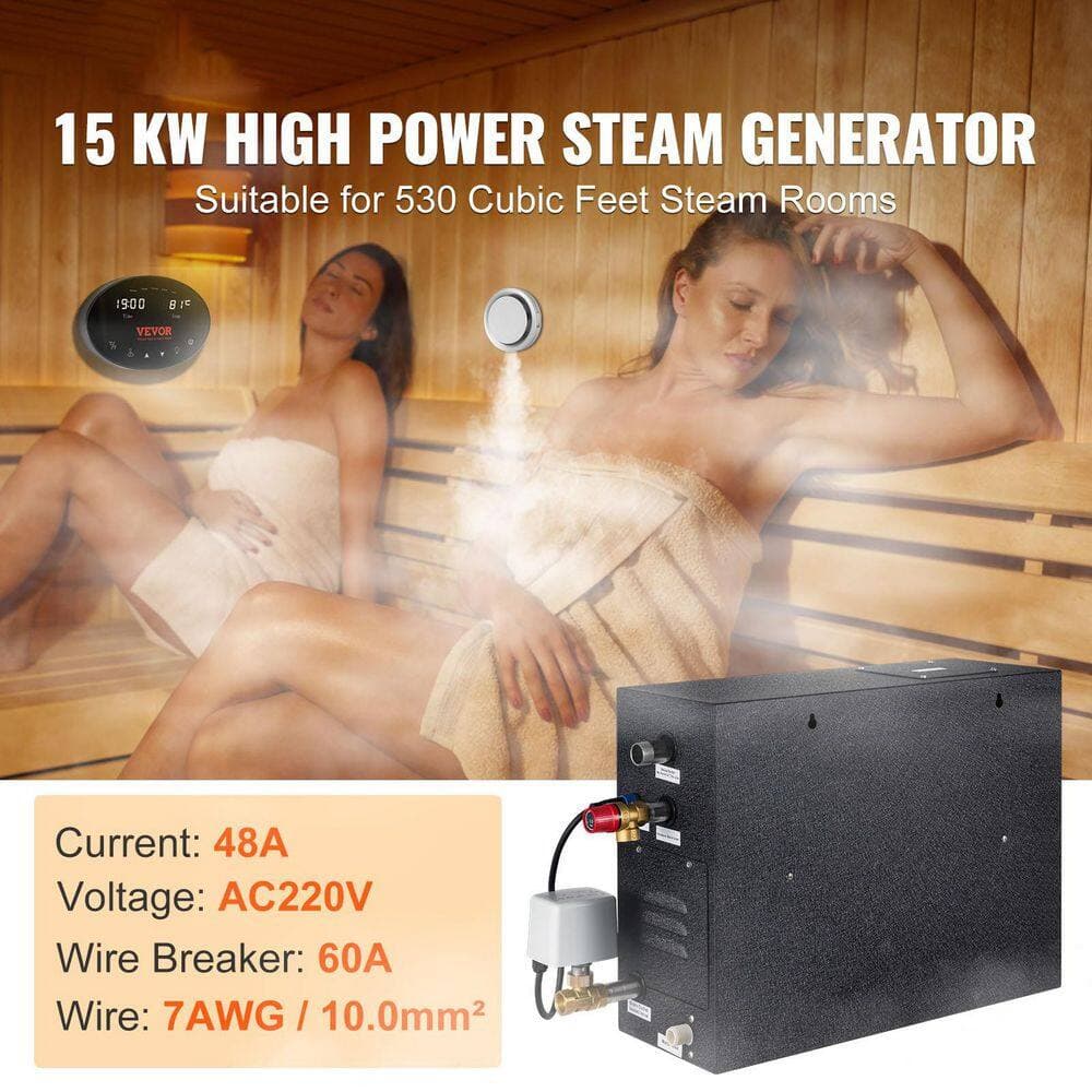 SVOPES 15000-Watt Steam Shower Generator, Segmented Heating, Temperature Control, Automatic Drainage, Steam Generator (2)