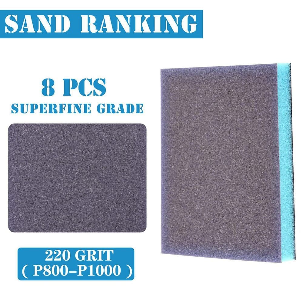 Unbranded 8-Pack 220 Grit Sanding Sponge, Washable and Reusable Wet Dry Sandpaper for Wood, Metal, Furniture, Paint and Drywall (2)