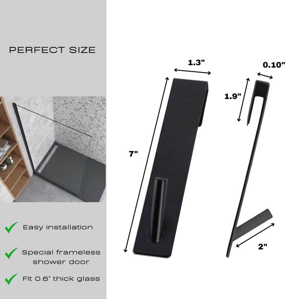 EVIDECO French home goods Modern J-Hook Over the Shower Glass Robe/Towel Hooks (Set of 2) in Black (2)