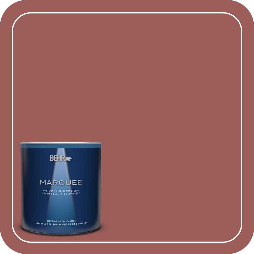 BEHR MARQUEE 1 qt. #PMD-86 Arabian Red Satin Enamel Interior Paint & Primer (1)
