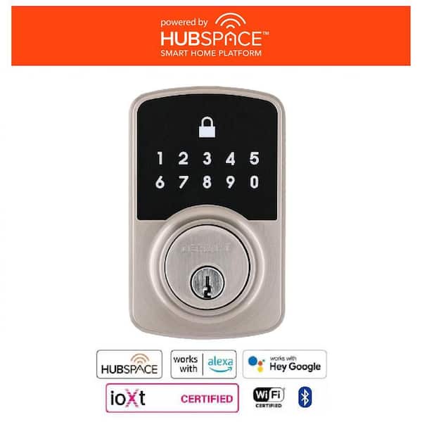 Defiant Square Compact Satin Nickel Electronic Single Cylinder Deadbolt Wi-Fi Enabled Powered by Hubspace (2)