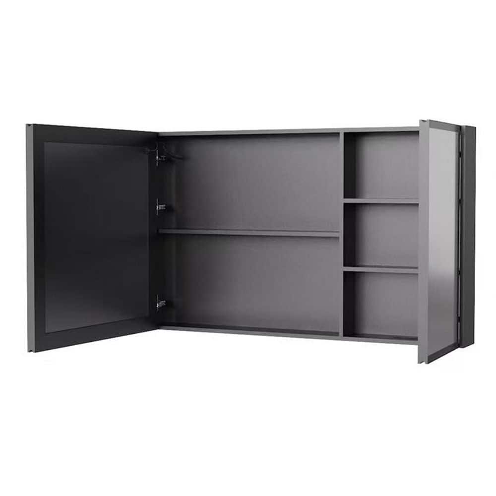 Tenleaf Black 39.37 in. W x 23.62 in. H Rectangular Aluminum-plastic Medicine Cabinet with Mirror, Defogging, LED, Tissue Slot (1)