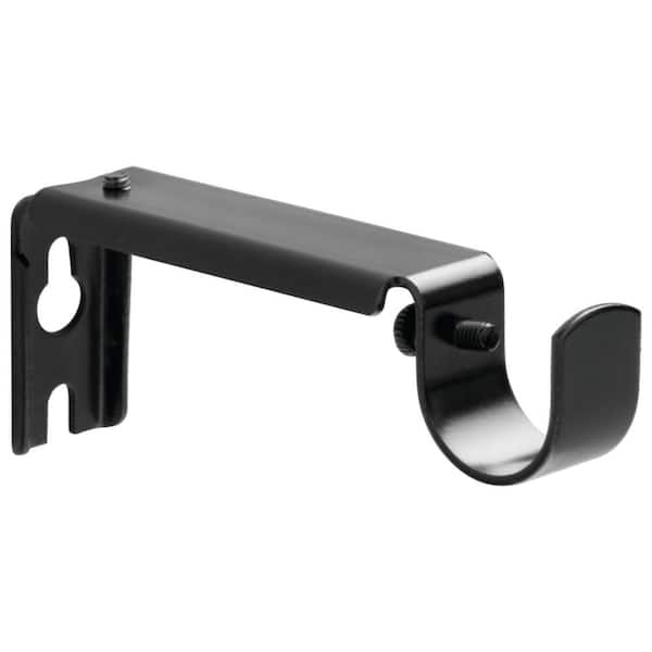 Unbranded Black Steel Single 4 in. Projection Curtain Rod Bracket (Set of 2) (2)
