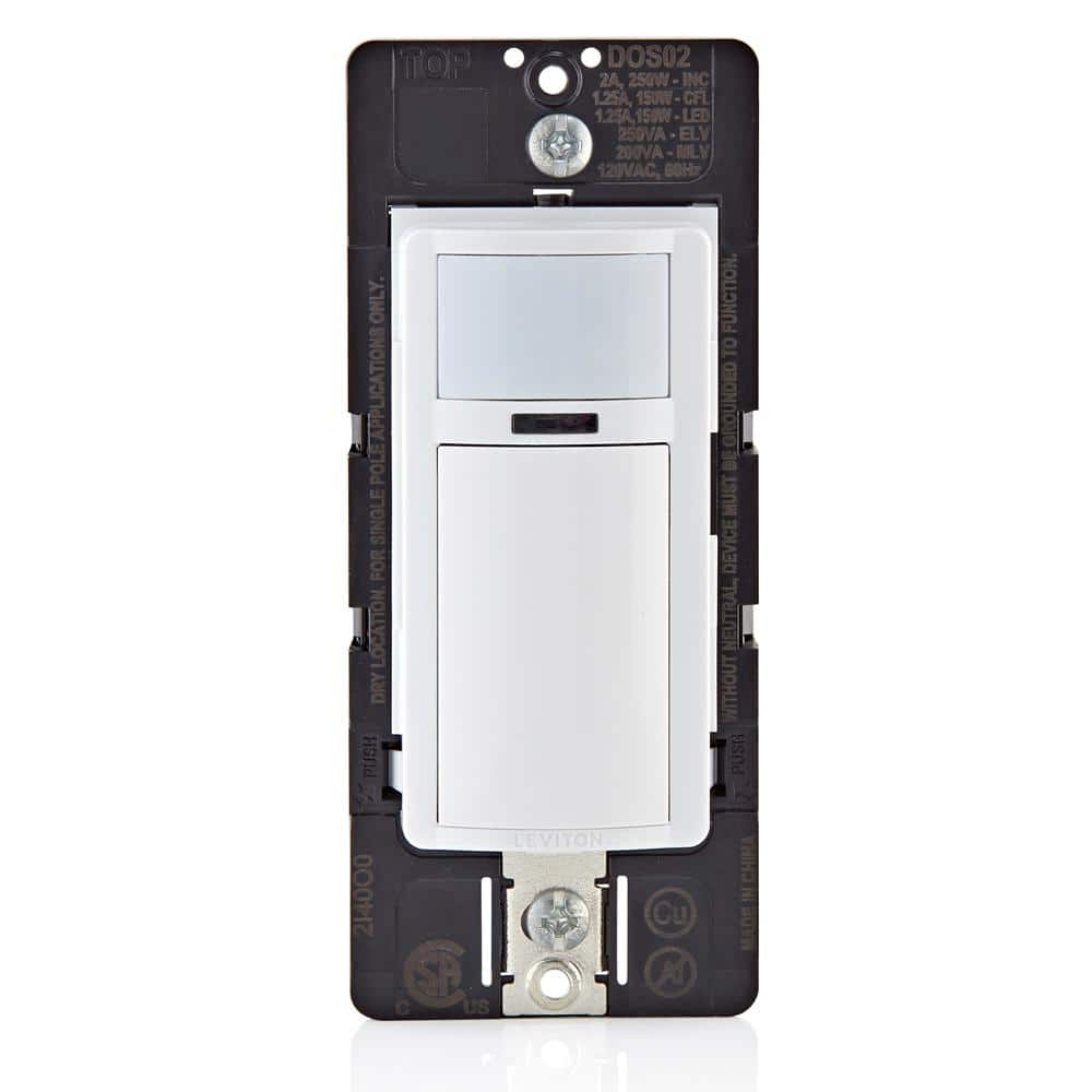 Leviton Decora Motion Sensor In-Wall Switch, Auto-On, 2A, Single Pole,, DOS02-3PW (1)