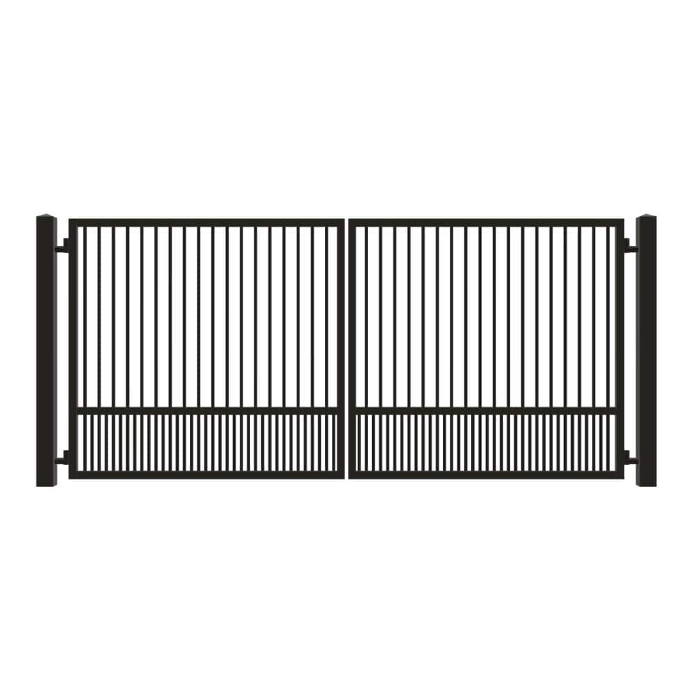 Unbranded Driveway Gate — Swing, Center, Square, Puppy, Black — 164"W x 72"H (1)