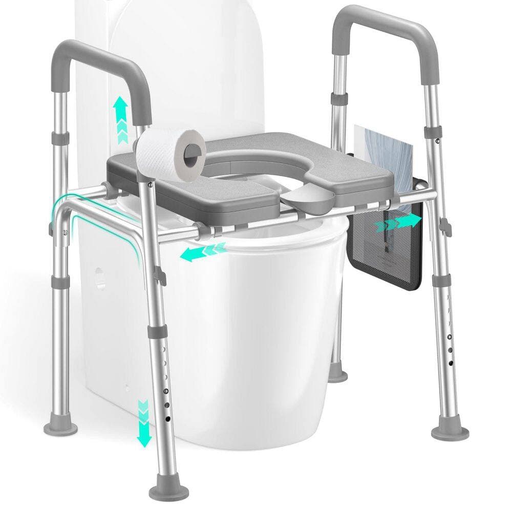 Wudkey 26 in. x 30.5 in. Elevated Toilet Seat with Handles, 450 lb. Heavy-Duty 3in1 Commode Chair with Reinforced Frame (2)