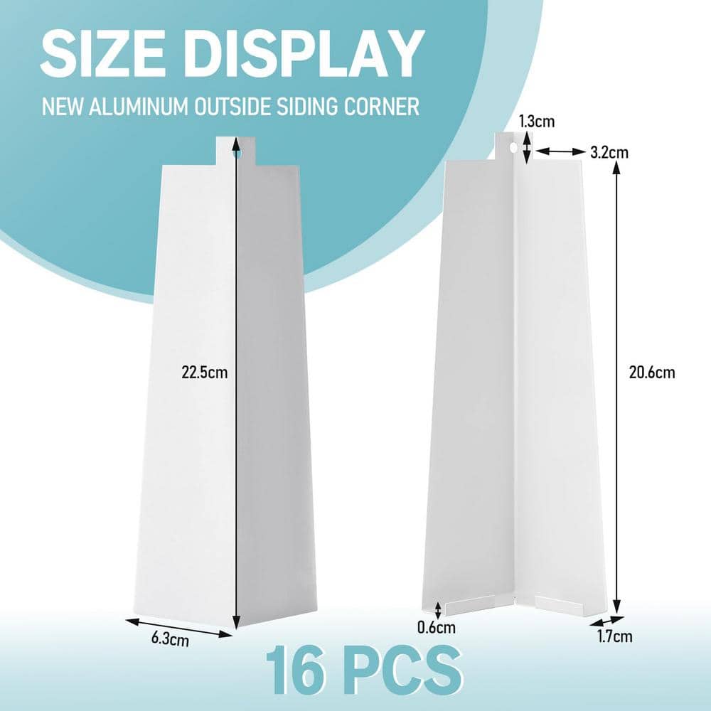 Angel Sar 8 in. x 2.5 in. 16-Piece Aluminum Corner Siding, Outside White Smooth Vinyl Siding for Mobile Home House Exterior (2)