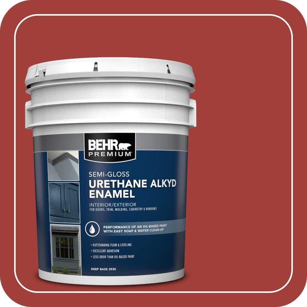 BEHR PREMIUM 5 gal. #PPU2-16 Fire Cracker Urethane Alkyd Semi-Gloss Enamel Interior/Exterior Paint