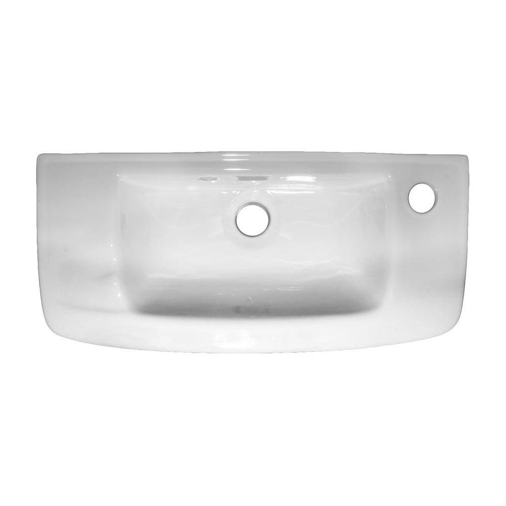 RENOVATORS SUPPLY MANUFACTURING Small Wall Mount Bathroom Sink 20 in. White Ceramic Rectangular Sink with Drain and Faucet, Pack of 2 Renovators Supply (3)