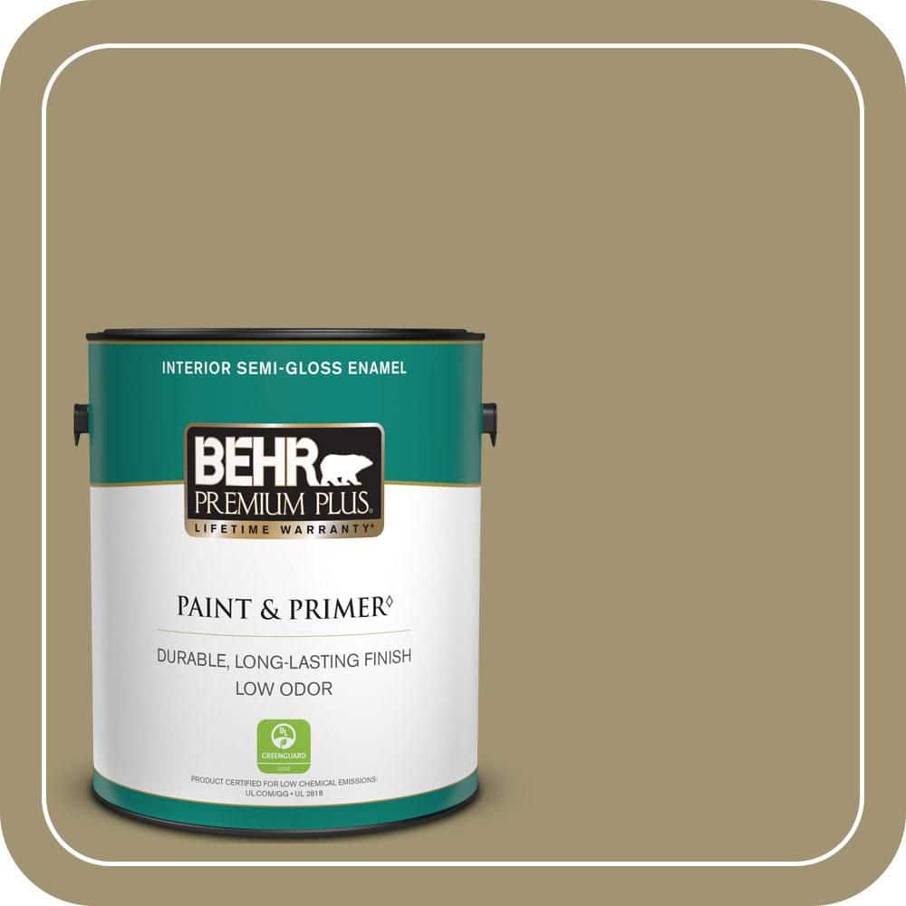 BEHR PREMIUM PLUS 1 gal. #PMD-37 Caraway Semi-Gloss Enamel Low Odor Interior Paint & Primer