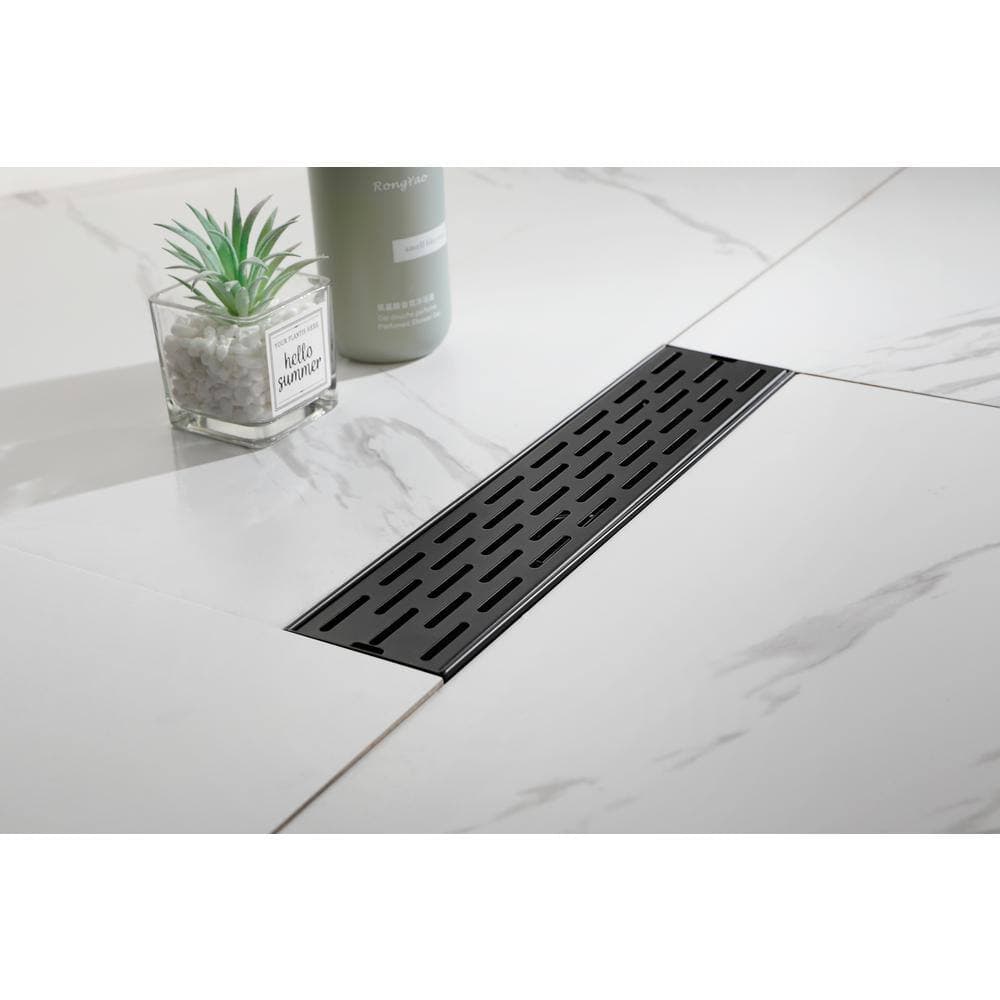 FORCLOVER 12 in. Stainless Steel Linear Shower Floor Drain in Brushed Nickel with Removable Grate, Hair Strainer and Leveling Feet (2)