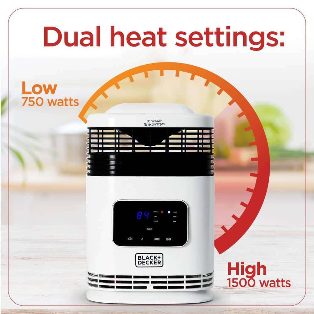 BLACK+DECKER 1500-Watt 360° Surround Compact Portable Electric Heater with Digital Display (2)