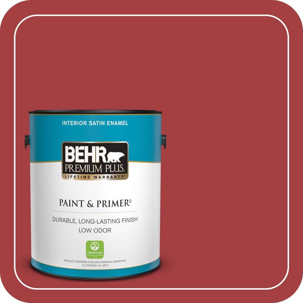 BEHR PREMIUM PLUS 1 gal. #P140-7 No More Drama Satin Enamel Low Odor Interior Paint & Primer