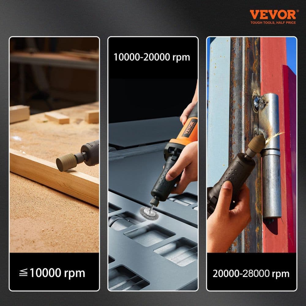 VEVOR Die Grinder 1/4 in. Collet Variable Speed 10000-28000 RPM Heavy-Duty Ergonomic Grip for Rust Grind Cut Polish Deburr (2)